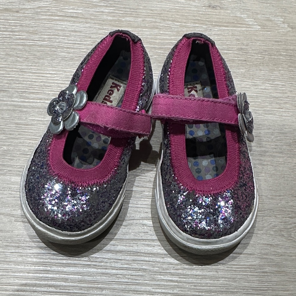 Keds Glittery Pink and Silver Mary Jane Shoes